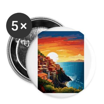 Cinque Terre Italy Decoration Patmos Travel Poster - Buttons large 2.2''/56 mm (5-pack) - white - Front