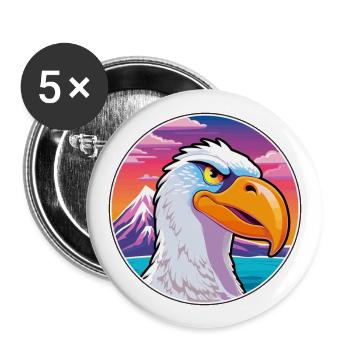Albatross Watercolor Cartoon Kawaii Pet Animal Col - Buttons large 2.2''/56 mm (5-pack) - white - Front
