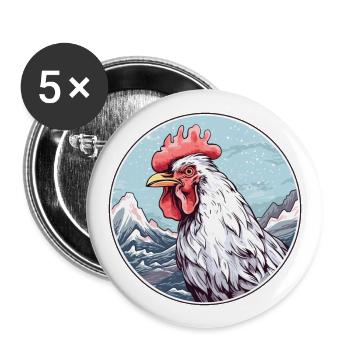 Rooster Watercolor Cartoon Kawaii Pet Animal Color - Buttons large 2.2''/56 mm (5-pack) - white - Front