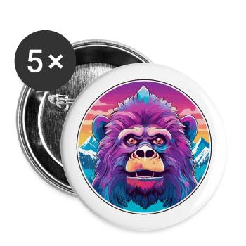 Babouin Aquarelle Dessin Animé Kawaii Animal De Compagnie Colorf - Lot de 5 grands badges (56 mm) - blanc - Devant