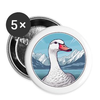 Goose Watercolor Cartoon Kawaii Pet Animal Colorfu - Buttons large 2.2''/56 mm (5-pack) - white - Front