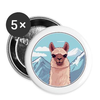 Alpaga Aquarelle Dessin Animé Kawaii Animal De Compagnie Colorf - Lot de 5 grands badges (56 mm) - blanc - Devant