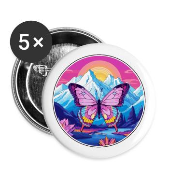 Papillon aquarelle dessin animé Kawaii animal de compagnie Col - Lot de 5 grands badges (56 mm) - blanc - Devant