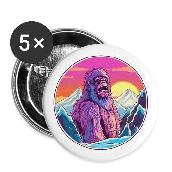 Big Foot Watercolor Cartoon Kawaii Pet Animal Colo - Buttons large 2.2''/56 mm (5-pack) - white - Front