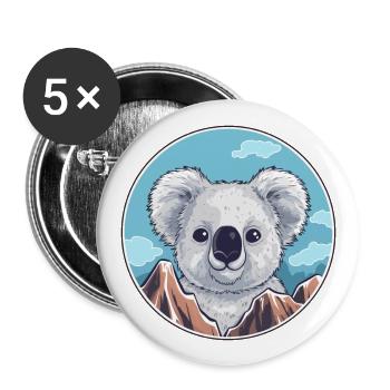 Koala Aquarell Karikatur Kawaii Haustier Tier Farbefu - Buttons groß 56 mm (5er Pack) - Weiß - Vorne