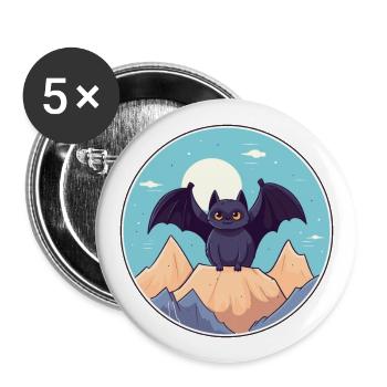 Fledermaus Aquarell Karikatur Kawaii Haustier Tier Bunt - Buttons groß 56 mm (5er Pack) - Weiß - Vorne