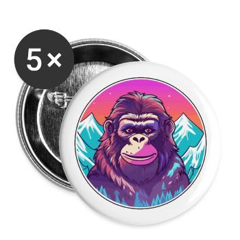 Singe Aquarelle Dessin Animé Kawaii Animal De Compagnie Colorf - Lot de 5 grands badges (56 mm) - blanc - Devant