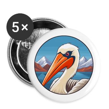 Pélican Aquarelle Dessin Animé Kawaii Animal De Compagnie Animal Couleur - Lot de 5 grands badges (56 mm) - blanc - Devant