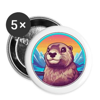 Marmotte aquarelle dessin animé Kawaii animal de compagnie Col - Lot de 5 grands badges (56 mm) - blanc - Devant