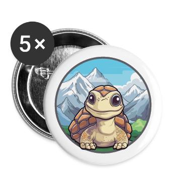 Schildkröte Aquarell Karikatur Kawaii Haustier Tier Farbe - Buttons groß 56 mm (5er Pack) - Weiß - Vorne