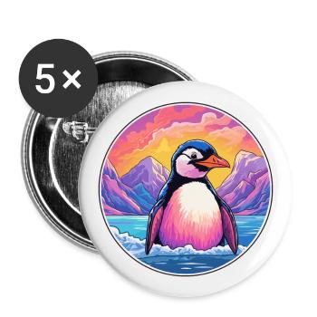 Penguin Watercolor Cartoon Kawaii Pet Animal Color - Buttons large 2.2''/56 mm (5-pack) - white - Front