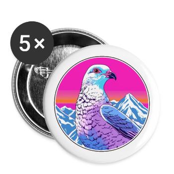 Pigeon Watercolor Cartoon Kawaii Pet Animal Colorf - Buttons large 2.2''/56 mm (5-pack) - white - Front