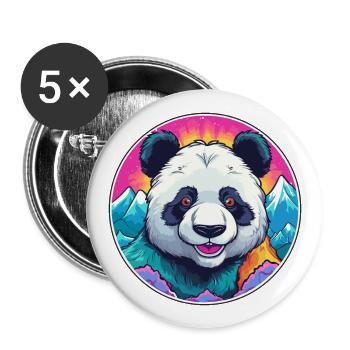 Panda Aquarell Karikatur Kawaii Haustier Tier Farbefu - Buttons groß 56 mm (5er Pack) - Weiß - Vorne