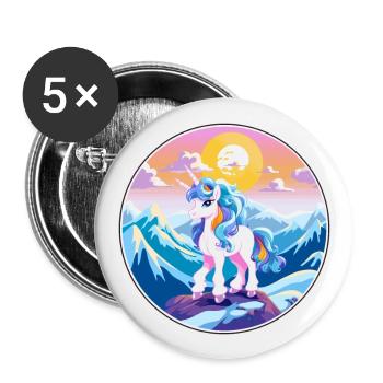 Pony Watercolor Cartoon Kawaii Pet Animal Colorful - Buttons large 2.2''/56 mm (5-pack) - white - Front