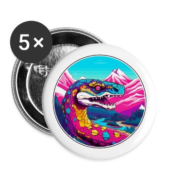 Snake Watercolor Cartoon Kawaii Pet Animal Colorfu - Buttons large 2.2''/56 mm (5-pack) - white - Front