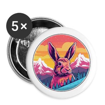 Lapin Aquarelle Dessin Animé Kawaii Animal De Compagnie Colorf - Lot de 5 grands badges (56 mm) - blanc - Devant