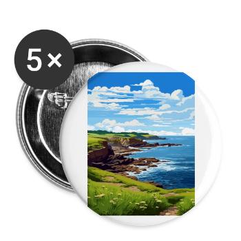 Prussia Cove Cornwall Vintage Reiseposter WPA - Buttons groß 56 mm (5er Pack) - Weiß - Vorne