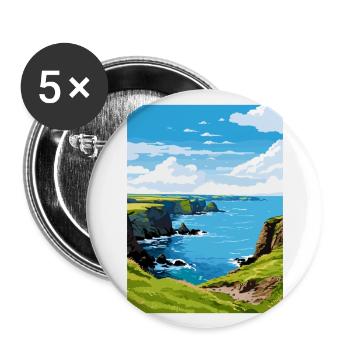 Mullion Cove Cornwall Vintage Reiseposter WPA - Buttons groß 56 mm (5er Pack) - Weiß - Vorne