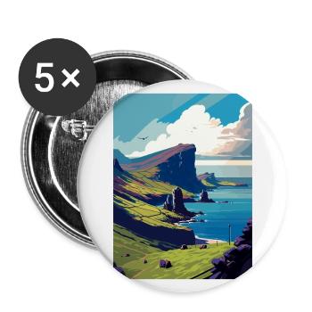 Île de Skye Ecosse Vintage voyage affiche WPA - Lot de 5 grands badges (56 mm) - blanc - Devant
