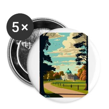 Greenwich Park Londres Vintage Voyage Affiche WPA - Lot de 5 grands badges (56 mm) - blanc - Devant