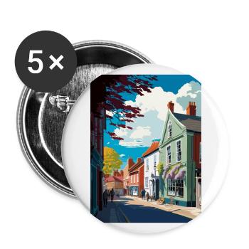 Faversham England Kent Vintage Reiseposter WPA - Buttons groß 56 mm (5er Pack) - Weiß - Vorne