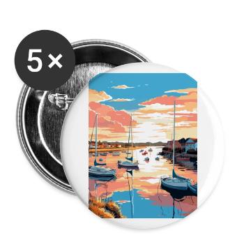 Poole Harbour England Vintage Reiseposter WPA - Buttons groß 56 mm (5er Pack) - Weiß - Vorne