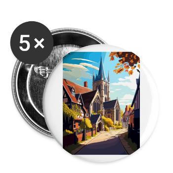 Minister England Kent Vintage Reiseposter WPA - Buttons groß 56 mm (5er Pack) - Weiß - Vorne