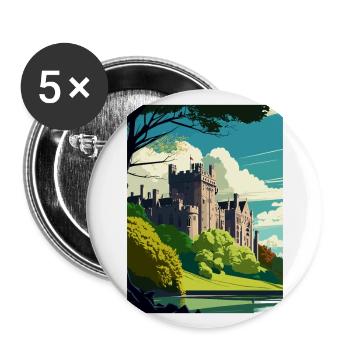 Château d’Arundel Angleterre Vintage voyage affiche WPA - Lot de 5 grands badges (56 mm) - blanc - Devant