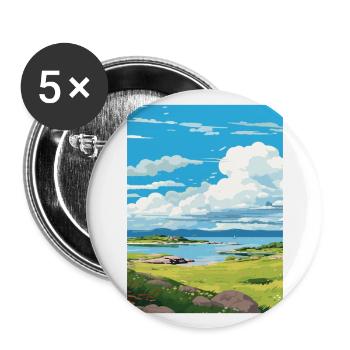 Isle Of Gigha Schottland Vintage Reiseposter WPA - Buttons groß 56 mm (5er Pack) - Weiß - Vorne