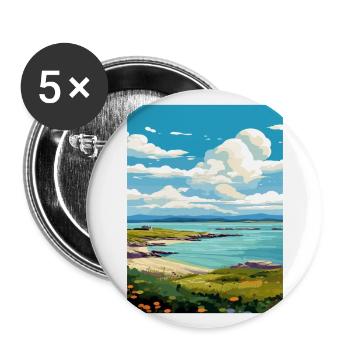 Isle Of Gigha Schottland Vintage Reiseposter WPA - Buttons groß 56 mm (5er Pack) - Weiß - Vorne