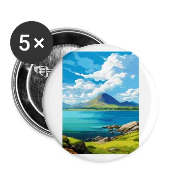 Isle Of Raasay Schottland Vintage Reiseposter WPA - Buttons groß 56 mm (5er Pack) - Weiß - Vorne