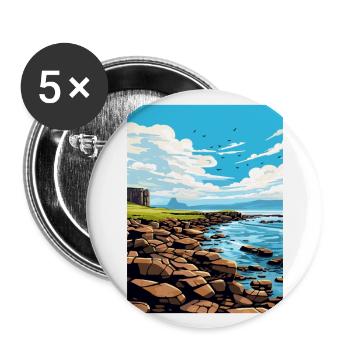 Isle Of Staffa Schottland Vintage Reiseposter WPA - Buttons groß 56 mm (5er Pack) - Weiß - Vorne