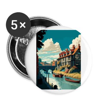Canterbury England Kent Vintage Reiseposter WPA - Buttons groß 56 mm (5er Pack) - Weiß - Vorne