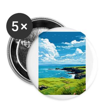 Rame Peninsula Cornwall Vintage voyage affiche WPA - Lot de 5 grands badges (56 mm) - blanc - Devant