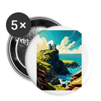 Tintagel Castle England Vintage Travel Poster WPA - Buttons large 2.2''/56 mm (5-pack) - white - Front