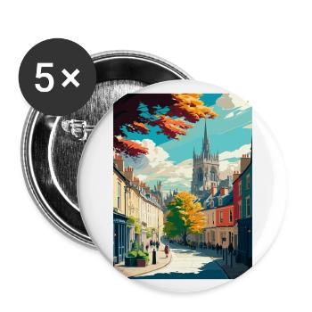 Cirencester England Vintage Reiseposter Souvenir - Buttons groß 56 mm (5er Pack) - Weiß - Vorne