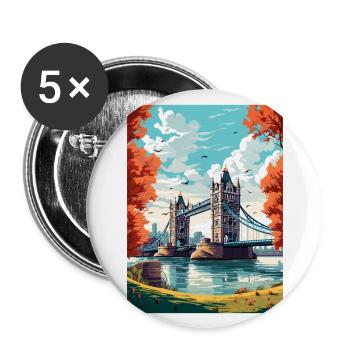 Tower Bridge England Vintage Travel Poster WPA Art - Buttons large 2.2''/56 mm (5-pack) - white - Front