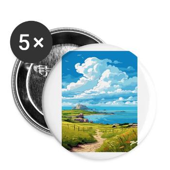 Île de rhum Ecosse Vintage voyage affiche WPA Art - Lot de 5 grands badges (56 mm) - blanc - Devant
