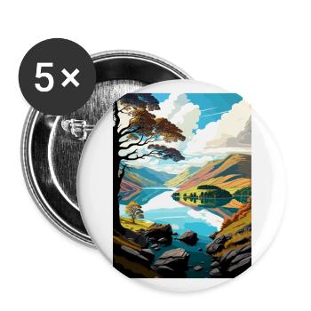 Ullswater Decoration Vintage Travel Poster WPA Art - Buttons large 2.2''/56 mm (5-pack) - white - Front