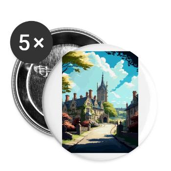 Château Combe Angleterre Vintage voyage affiche WPA Art - Lot de 5 grands badges (56 mm) - blanc - Devant