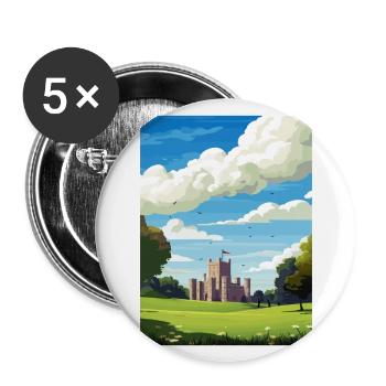 Cardiff Castle Wales Vintage Reiseposter WPA Kunst - Buttons groß 56 mm (5er Pack) - Weiß - Vorne