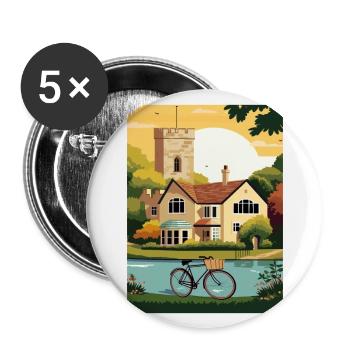 Cotswolds Angleterre Royaume-Uni Affiche de voyage vintage WPA Art - Lot de 5 grands badges (56 mm) - blanc - Devant
