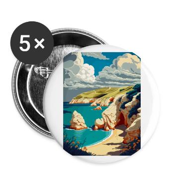 Lulworth Cove England Vintage Reiseposter WPA - Buttons groß 56 mm (5er Pack) - Weiß - Vorne