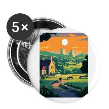 Cotswolds Angleterre Royaume-Uni Vintage voyage affiche WPA Art - Lot de 5 grands badges (56 mm) - blanc - Devant