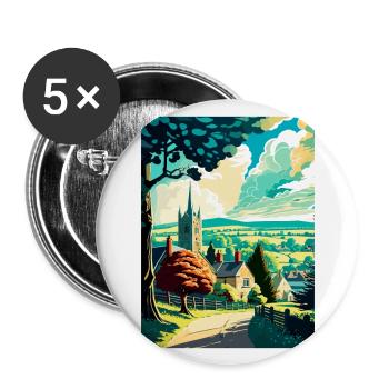 Cotswolds Angleterre Royaume-Uni Vintage voyage affiche WPA Art - Lot de 5 grands badges (56 mm) - blanc - Devant