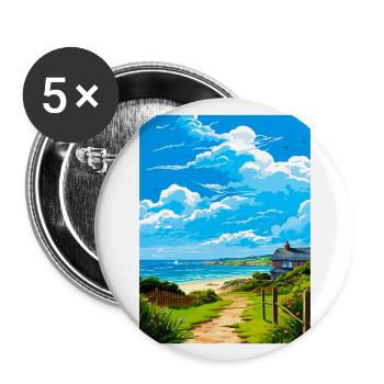 Polzeath Cornwall Vintage voyage affiche Souvenir - Lot de 5 grands badges (56 mm) - blanc - Devant