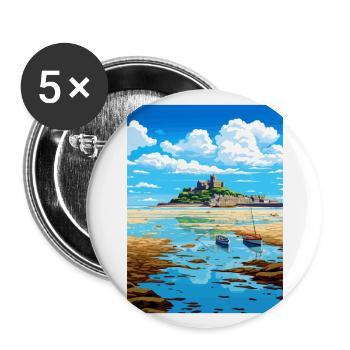 Marazion Cornwall Vintage voyage affiche Souvenir - Lot de 5 grands badges (56 mm) - blanc - Devant