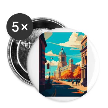 Liverpool England Vintage Travel Poster Souvenir - Buttons large 2.2''/56 mm (5-pack) - white - Front