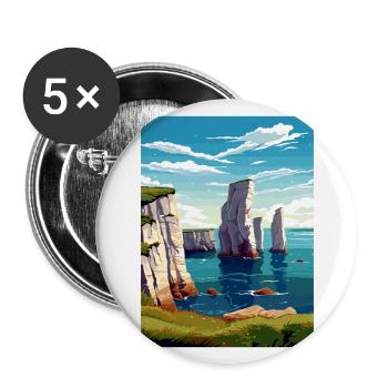 Beachy Head Sussex Vintage voyage affiche Souvenir - Lot de 5 grands badges (56 mm) - blanc - Devant