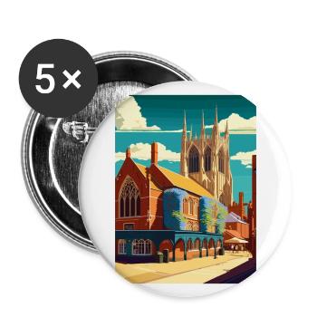 Kings Lynn England Vintage Reiseposter Souvenir - Buttons groß 56 mm (5er Pack) - Weiß - Vorne